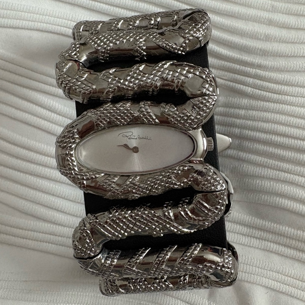 Roberto Cavalli Silver Snake Watch